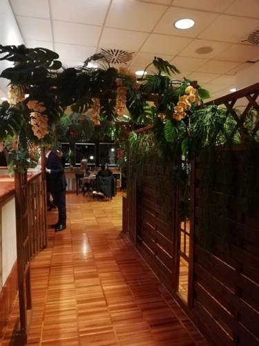 Allestimento fiori, piante artificiali presso Porca Polenta Ristorante a Reggio Emilia con piante tropicali